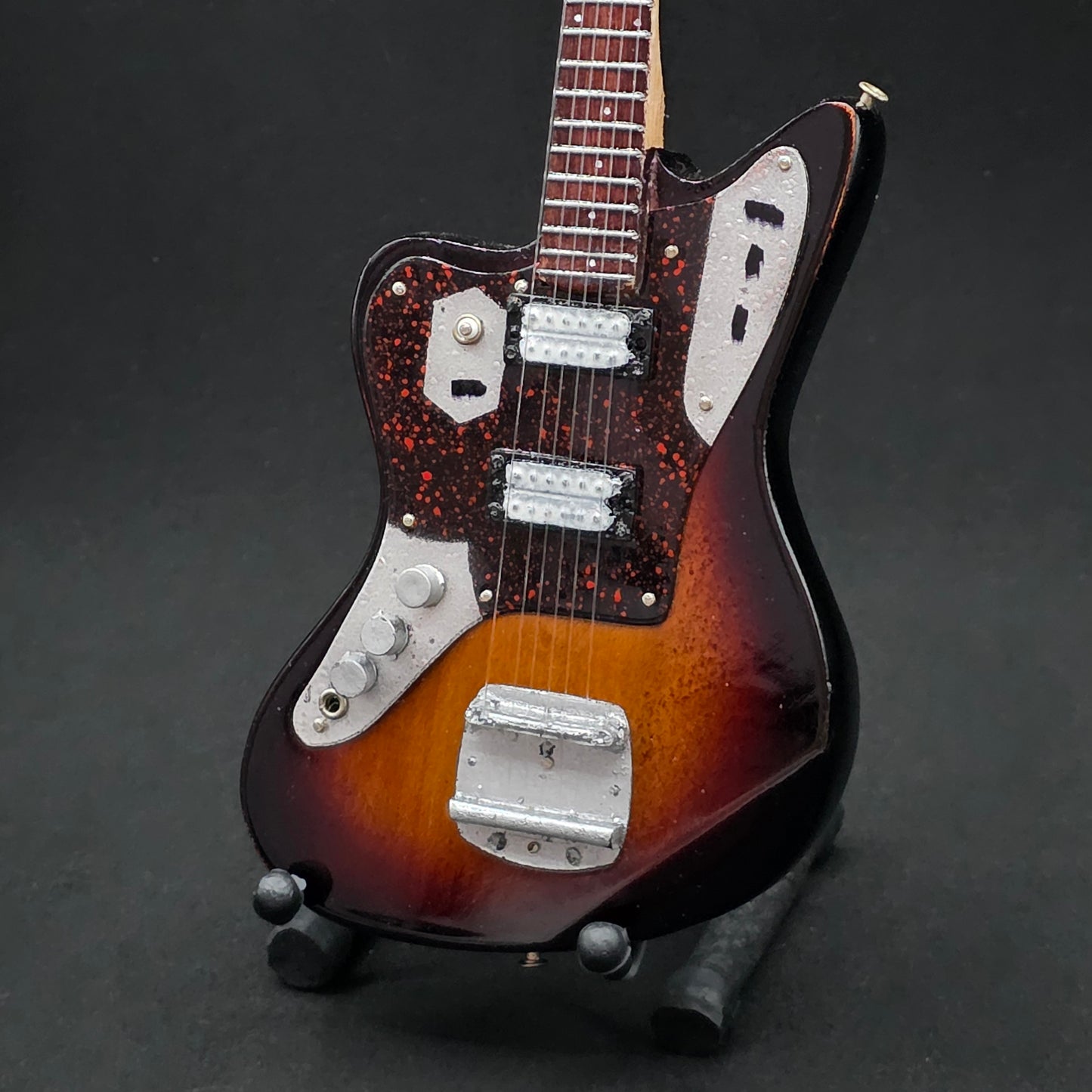 Miniature Guitar - Nirvana Kurt Cobain Fender Jaguar Sunburst - Model Guitar Inc Stand