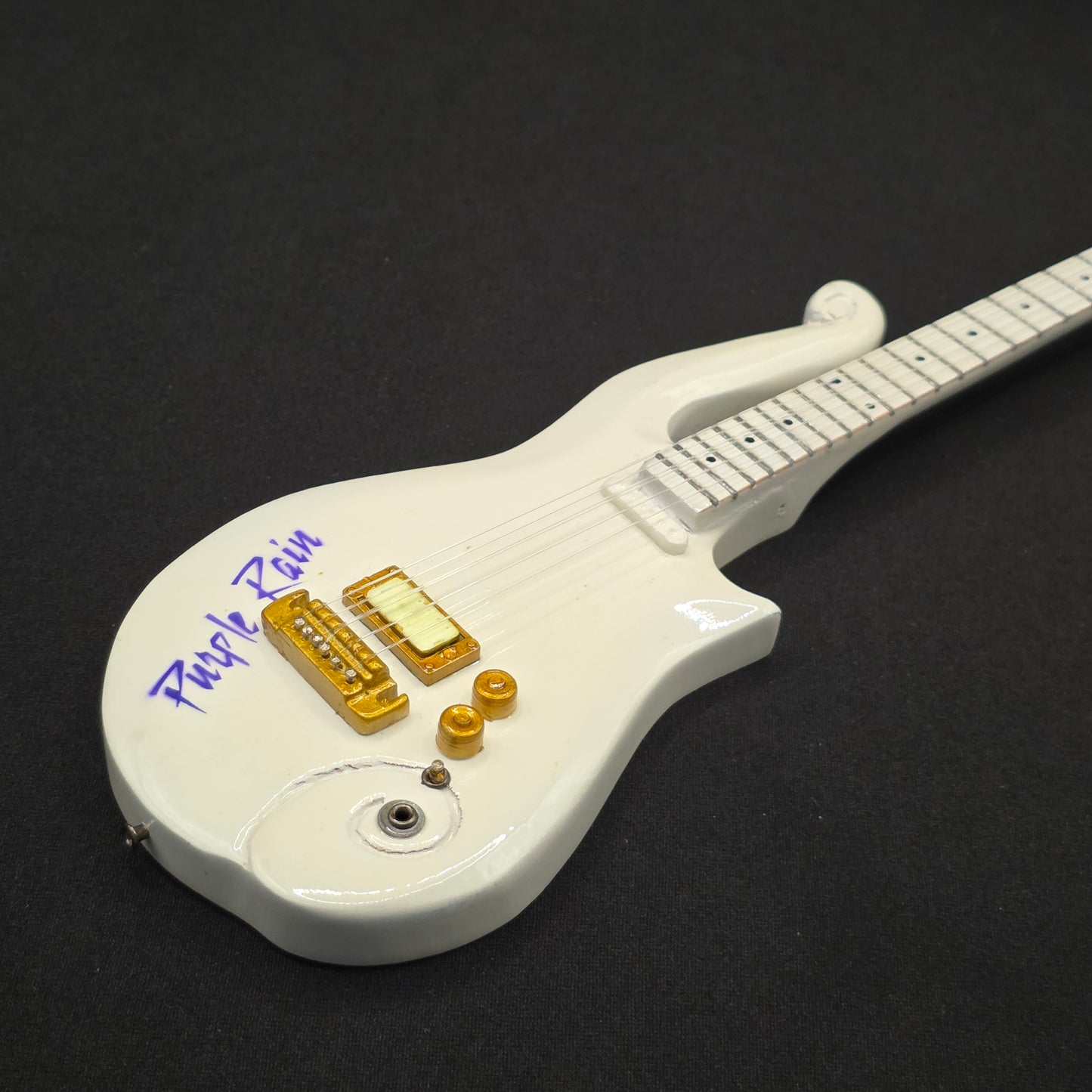Miniature Guitar - Prince White Cloud Purple Rain - Model Guitar Inc Stand