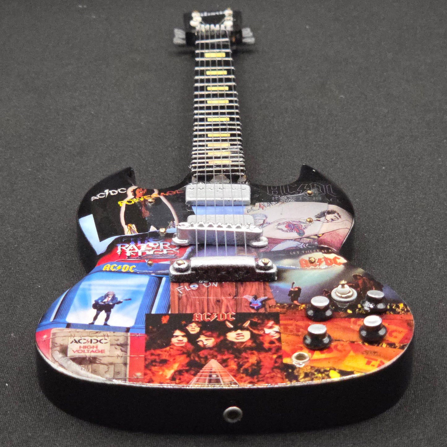 Miniature Guitar - AC/DC Album Covers Gibson SG  - Model Guitar Inc Stand ACDC