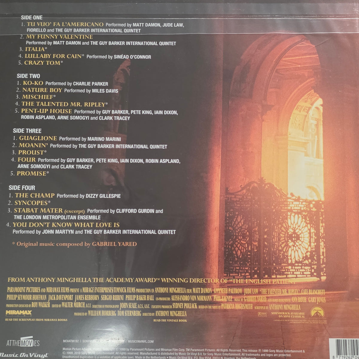 The Talented Mr Ripley Soundtrack Vinyl Record Ltd Ed Orange Vinyl 2LP