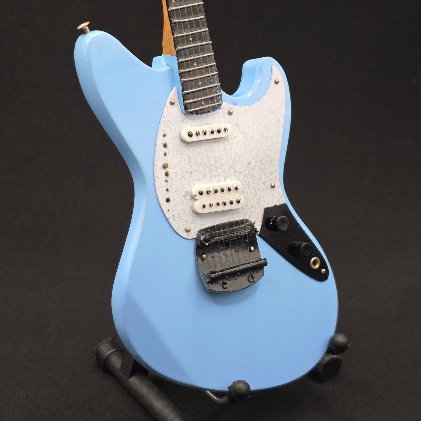Miniature Guitar - Nirvana Kurt Cobain Fender Jagstang Sonic Blue- Model Guitar Inc Stand