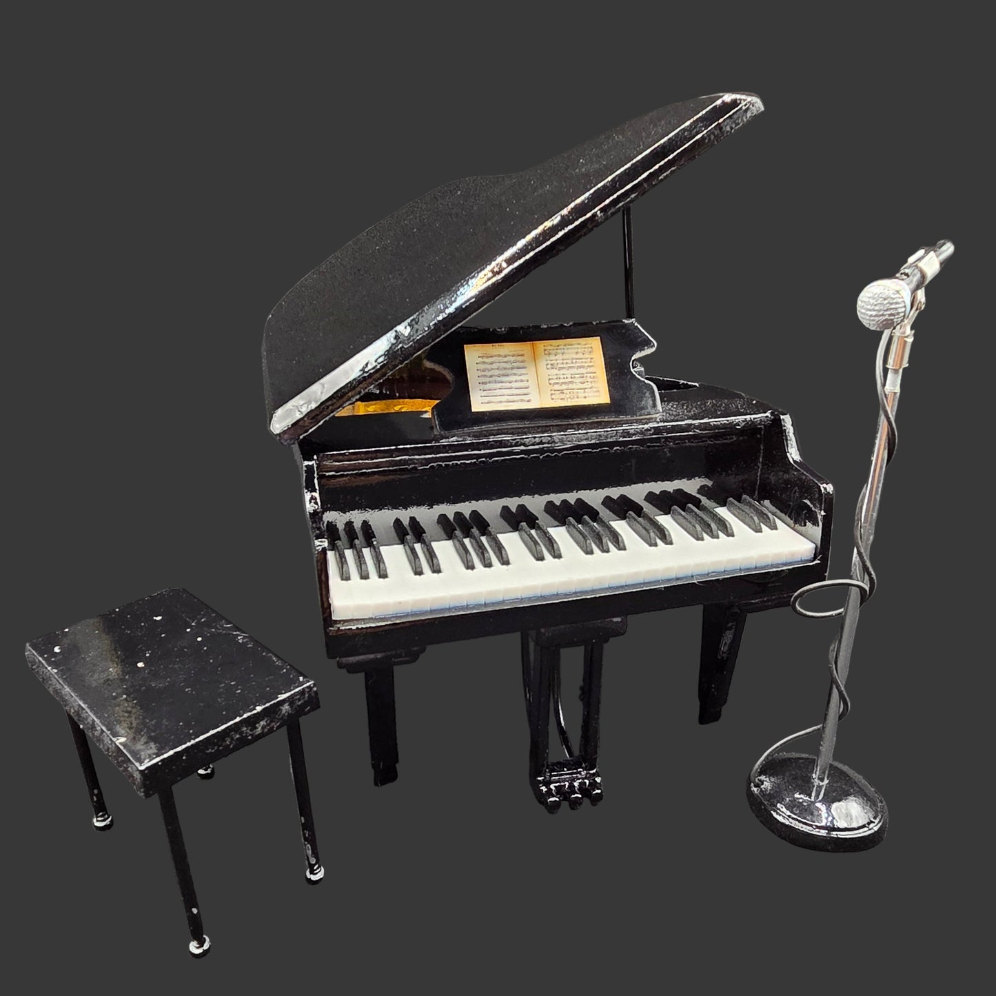 Miniature Piano - Black Grand +Stool / Microphone/Stand