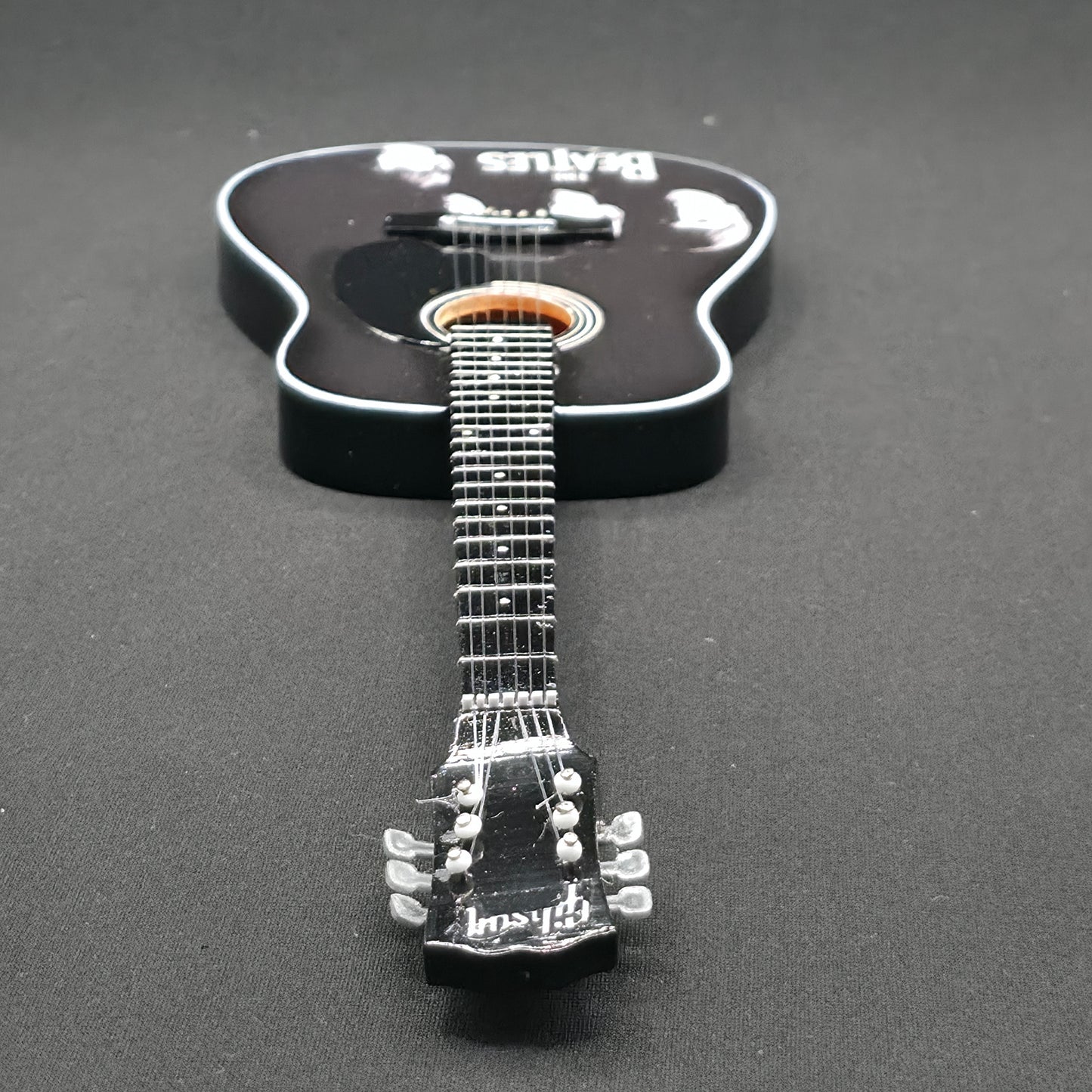 Miniature Guitar - The Beatles Black Acoustic Gibson  - Model Guitar Inc Stand