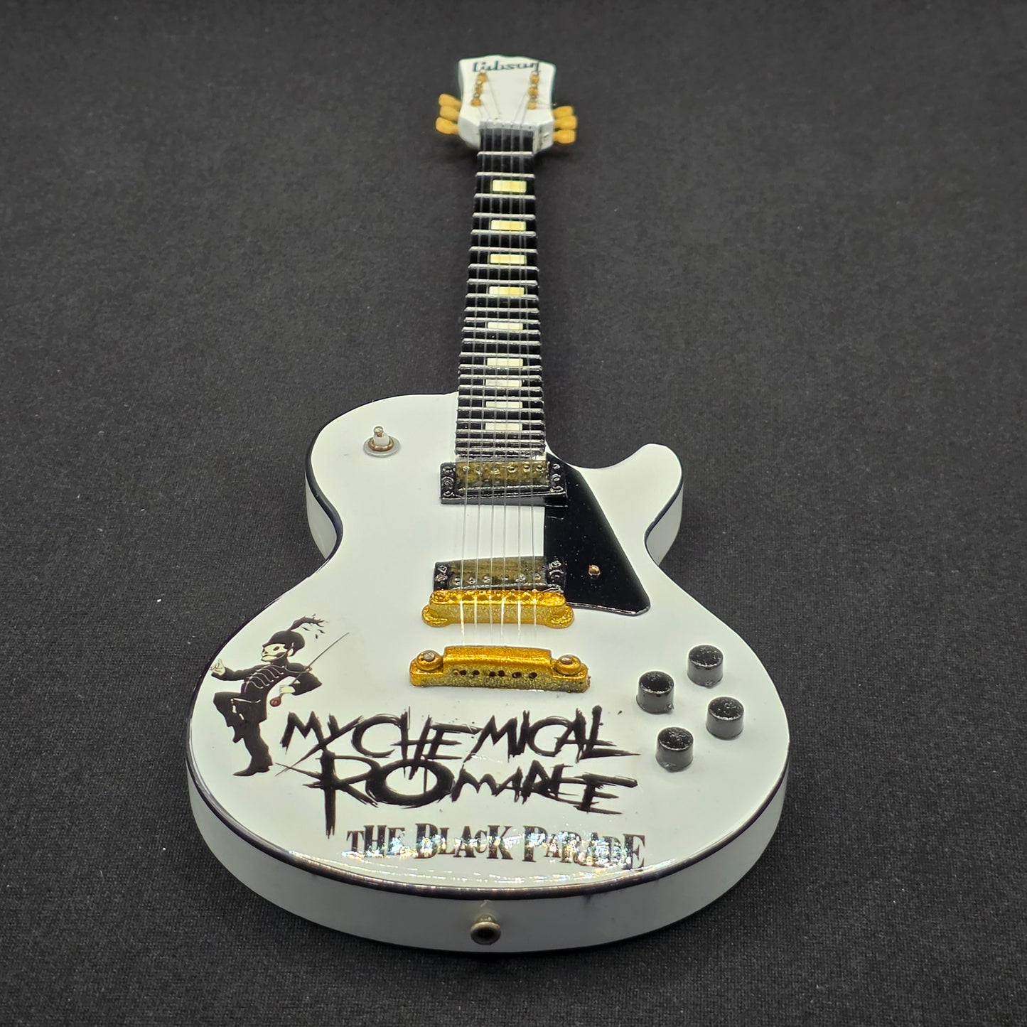 Miniature Guitar - My Chemical Romance The Black Parade MCR White Les Paul - Model Guitar Inc Stand