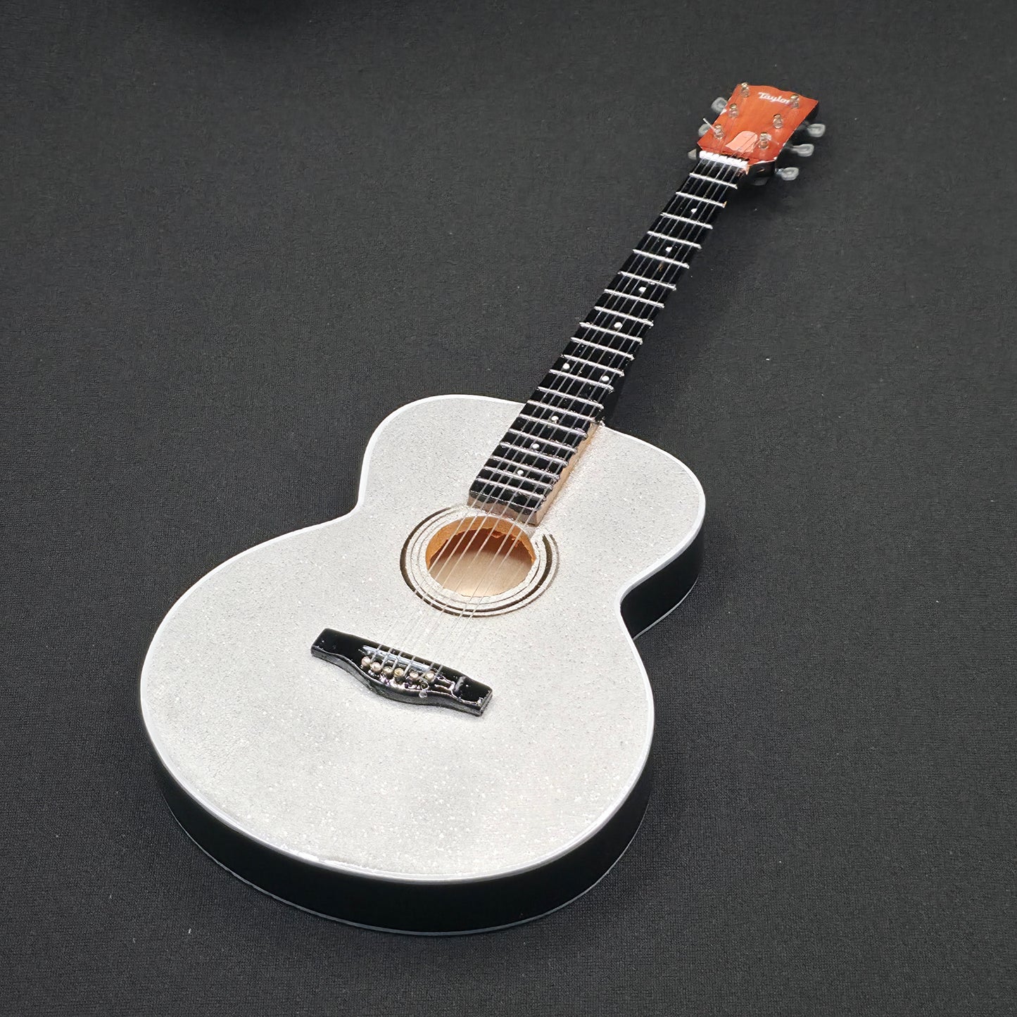 Miniature Guitar - Taylor Swift Eras Tour Fearless Silver Sparkle - Model Guitar Inc Stand