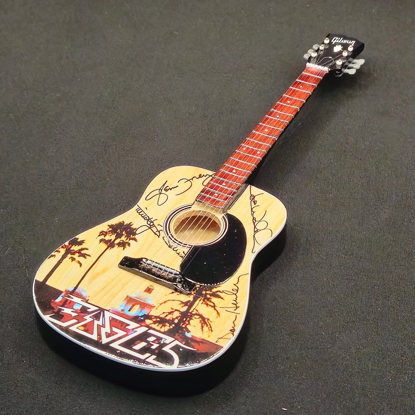 Miniature Guitar - The Eagles  Hotel California Gibson Acoustic - Model Guitar Inc Stand