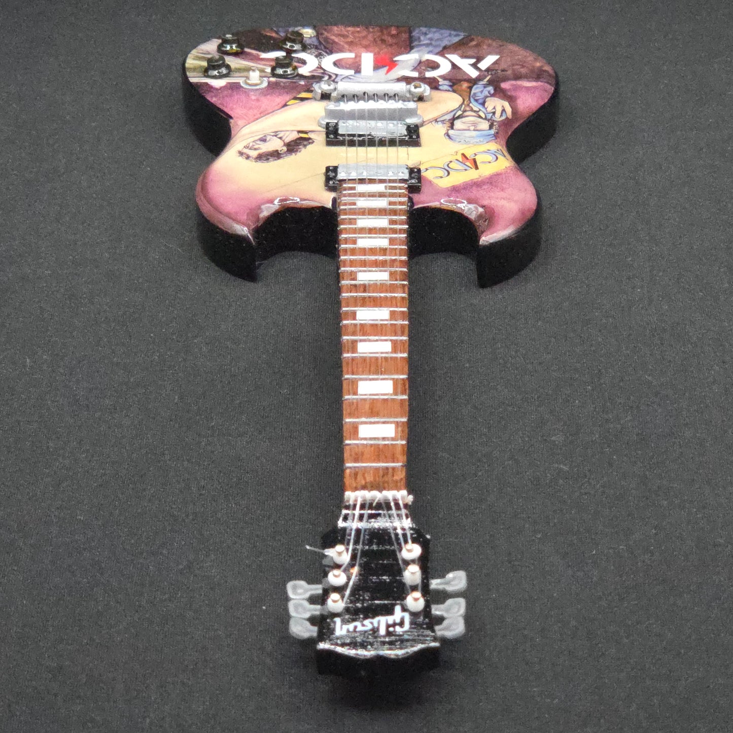 Miniature Guitar - AC/DC Dirty Deeds ACDC Gibson SG - Model Guitar Inc Stand