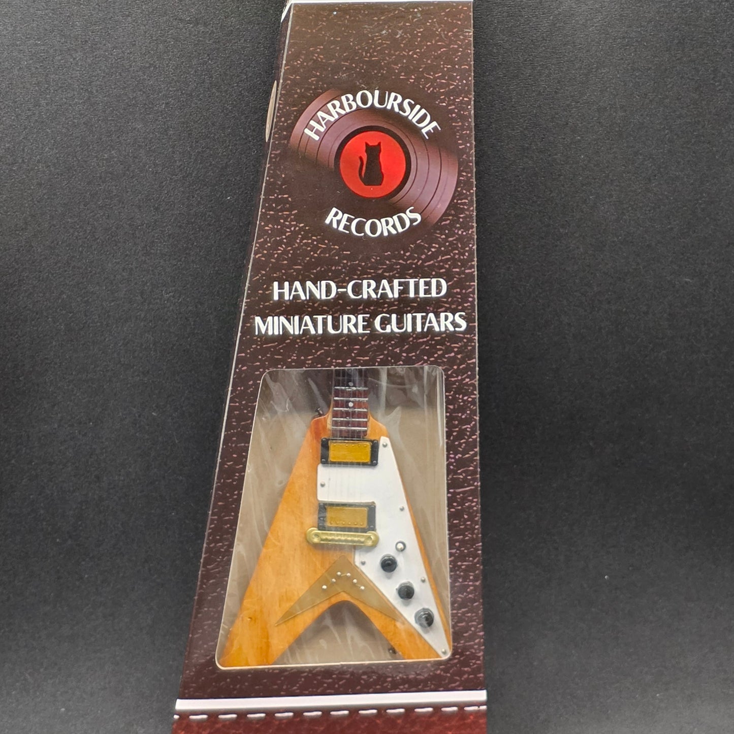 Miniature Guitar - Gibson Flying V Natural - Model Guitar Inc Stand