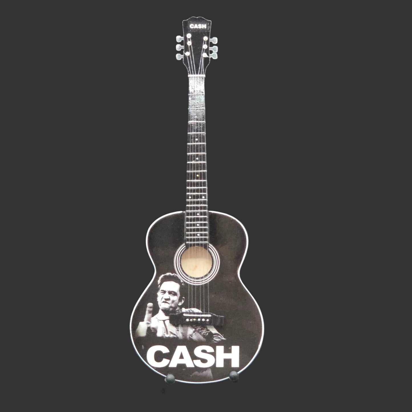Miniature Guitar - Johnny Cash Black Acoustic  - Model Guitar Inc Stand