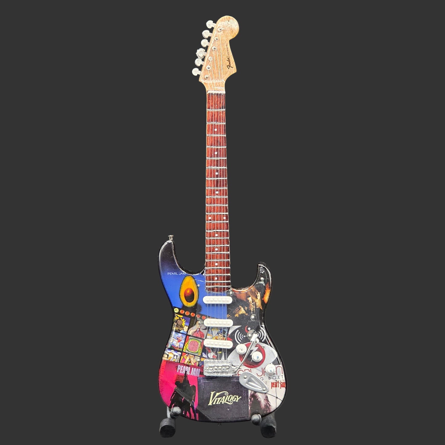 Miniature Guitar - Pearl Jam Album Covers Fender Stratocaster - Model Guitar Inc Stand