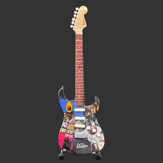 Miniature Guitar - Pearl Jam Album Covers Fender Stratocaster - Model Guitar Inc Stand