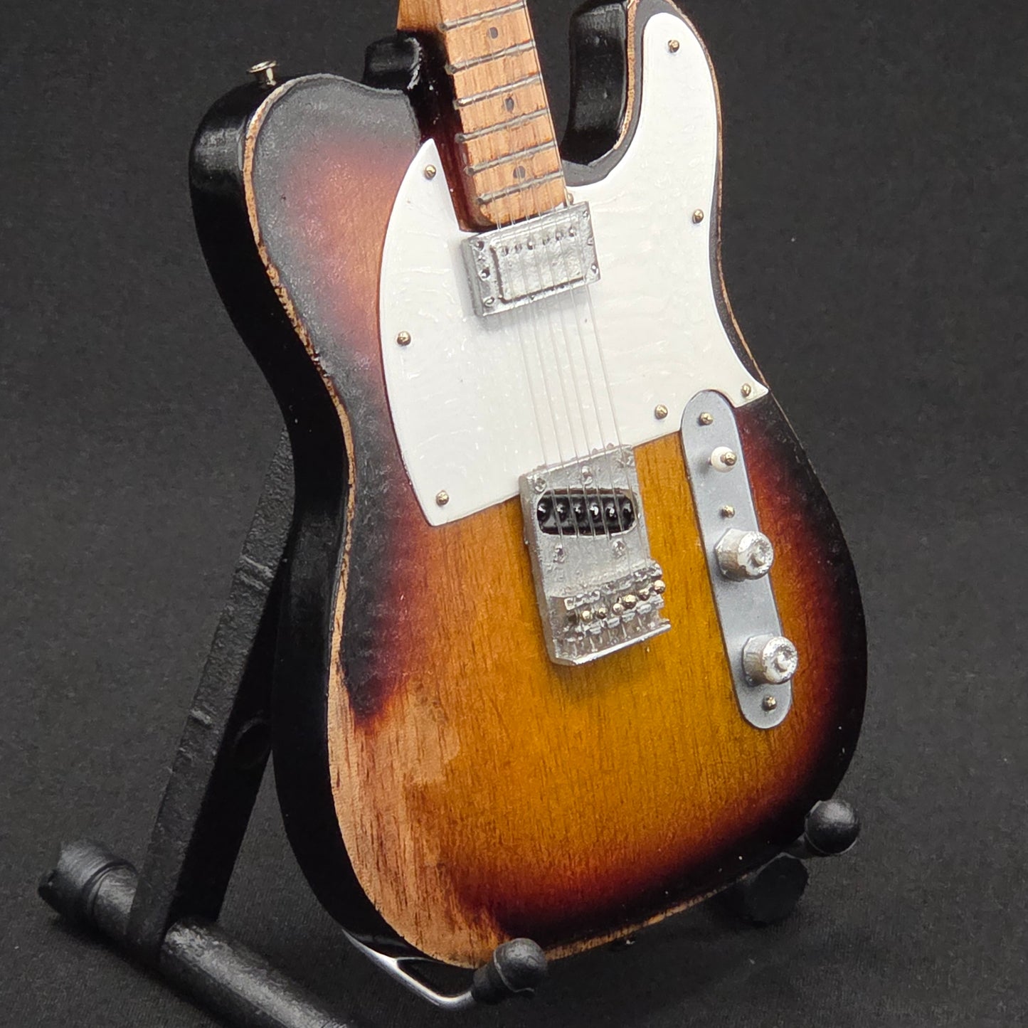 Miniature Guitar - Fender Telecaster Sunburst Roadworn The Police - Model Guitar Inc Stand