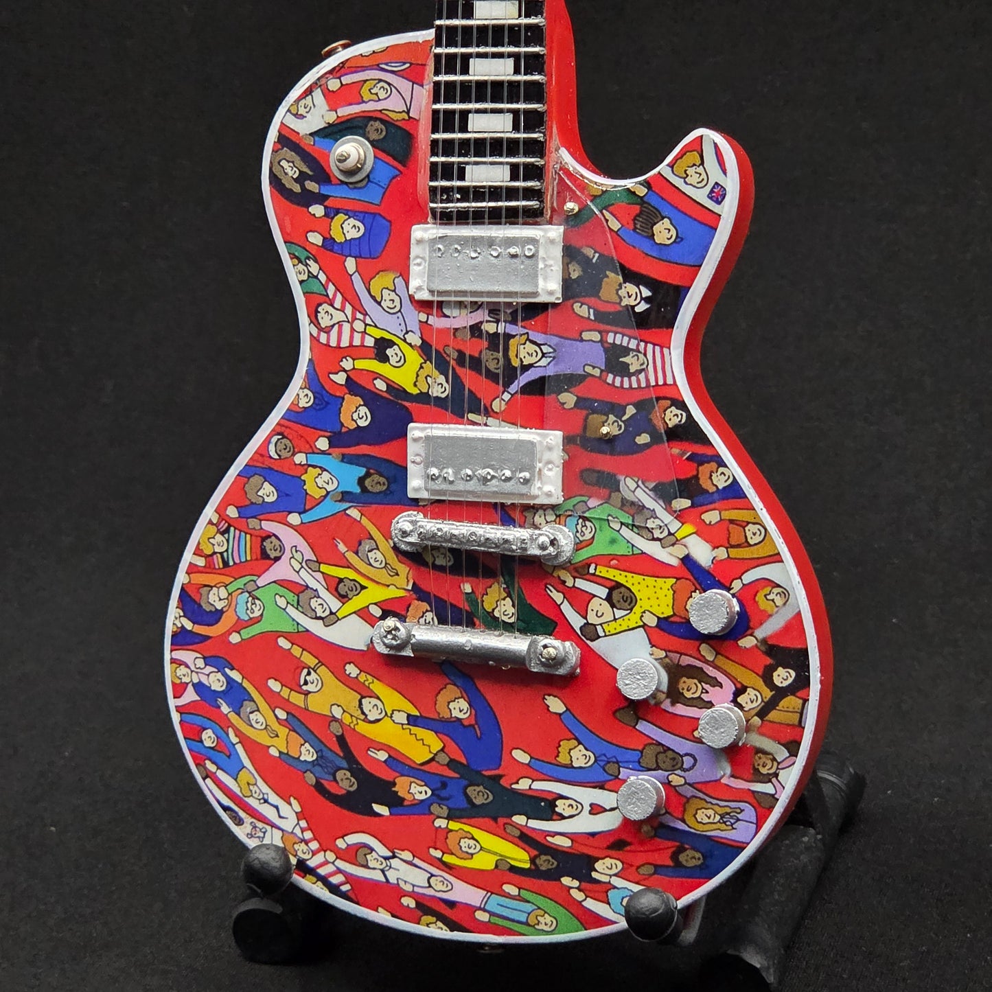 Miniature Guitar - Paul McCartney The Beatles "Crowd Goes Wild" Gibson Les Paul - Model Guitar Inc Stand