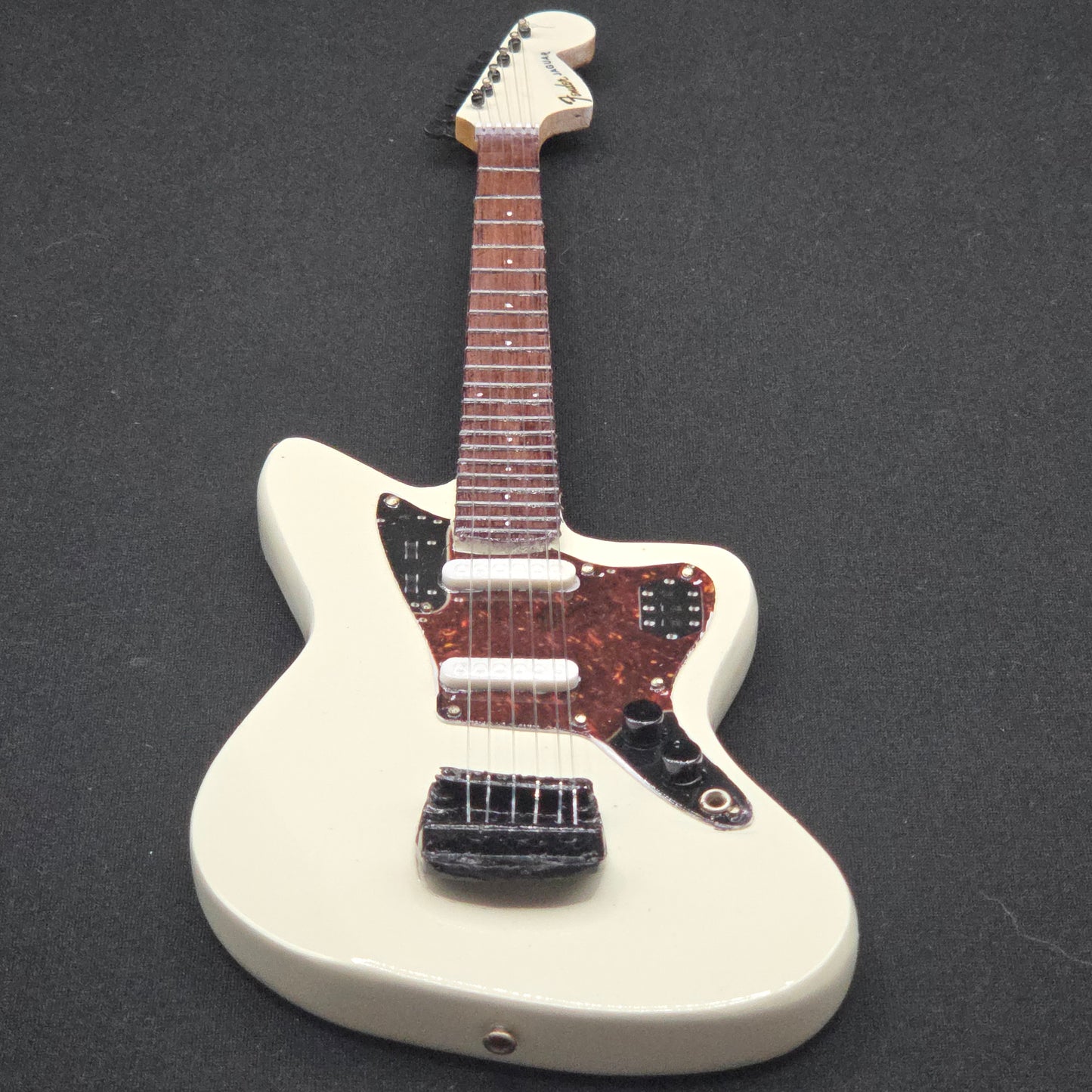 Miniature Guitar - Fender Jaguar White - Model Guitar Inc Stand
