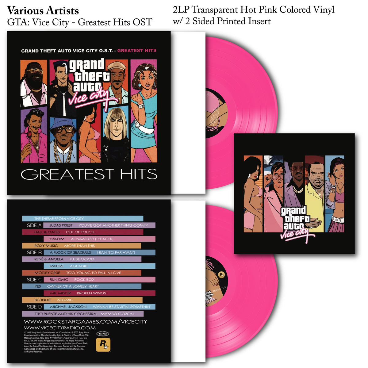Grand Theft Auto GTA - Vice City Greatest Hits OST Soundtrack PS2 Vinyl Record 2LP