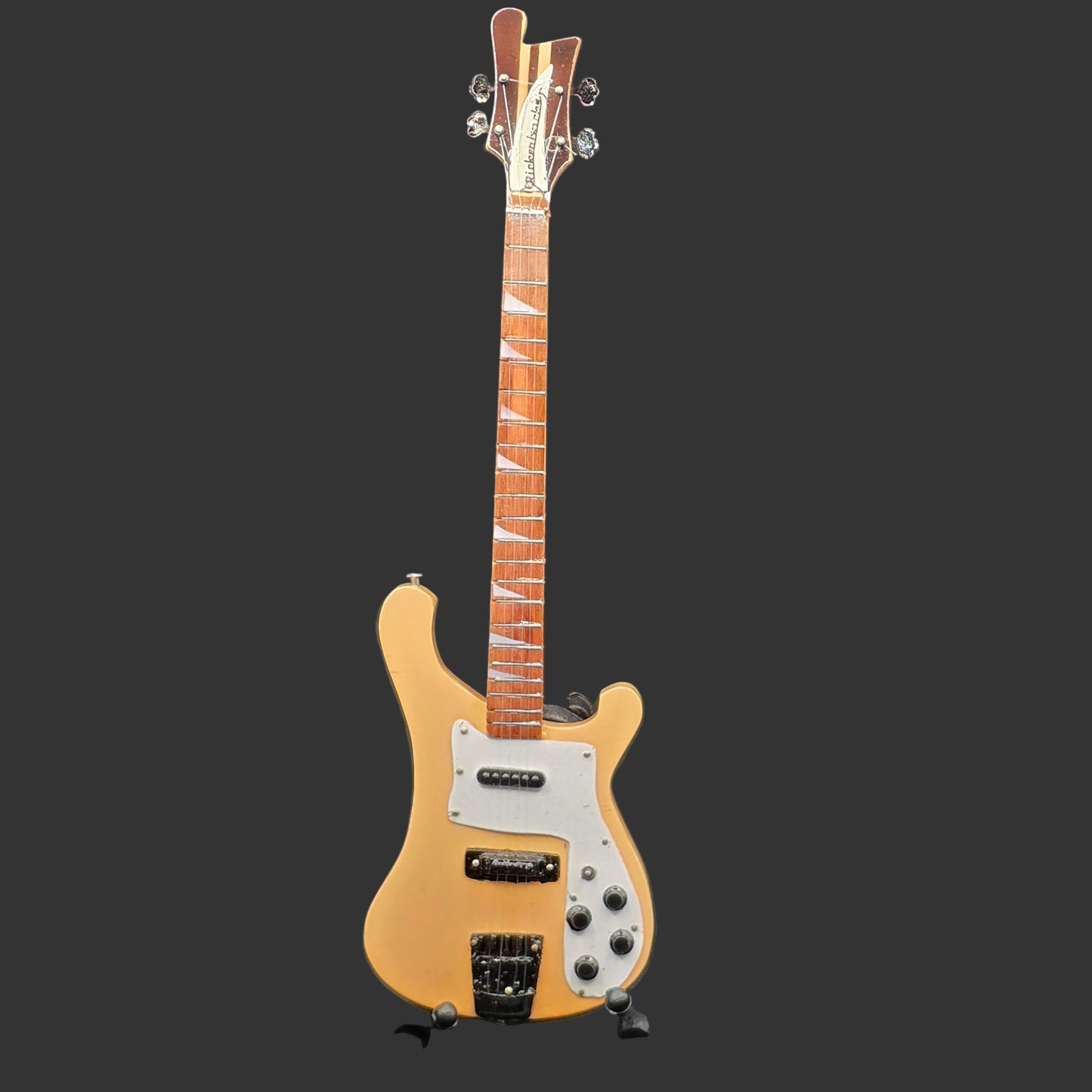 Miniature Guitar - Rickenbacker Bass Natural - Model Guitar Inc Stand