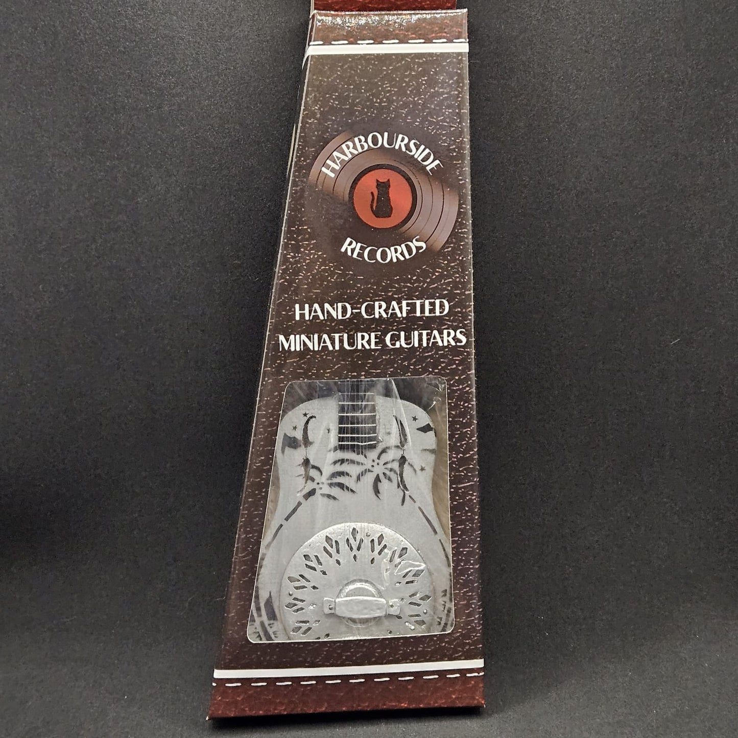 Miniature Guitar - Dire Straits Brothers In Arms Resonator Silver Acoustic - Model Guitar Inc Stand