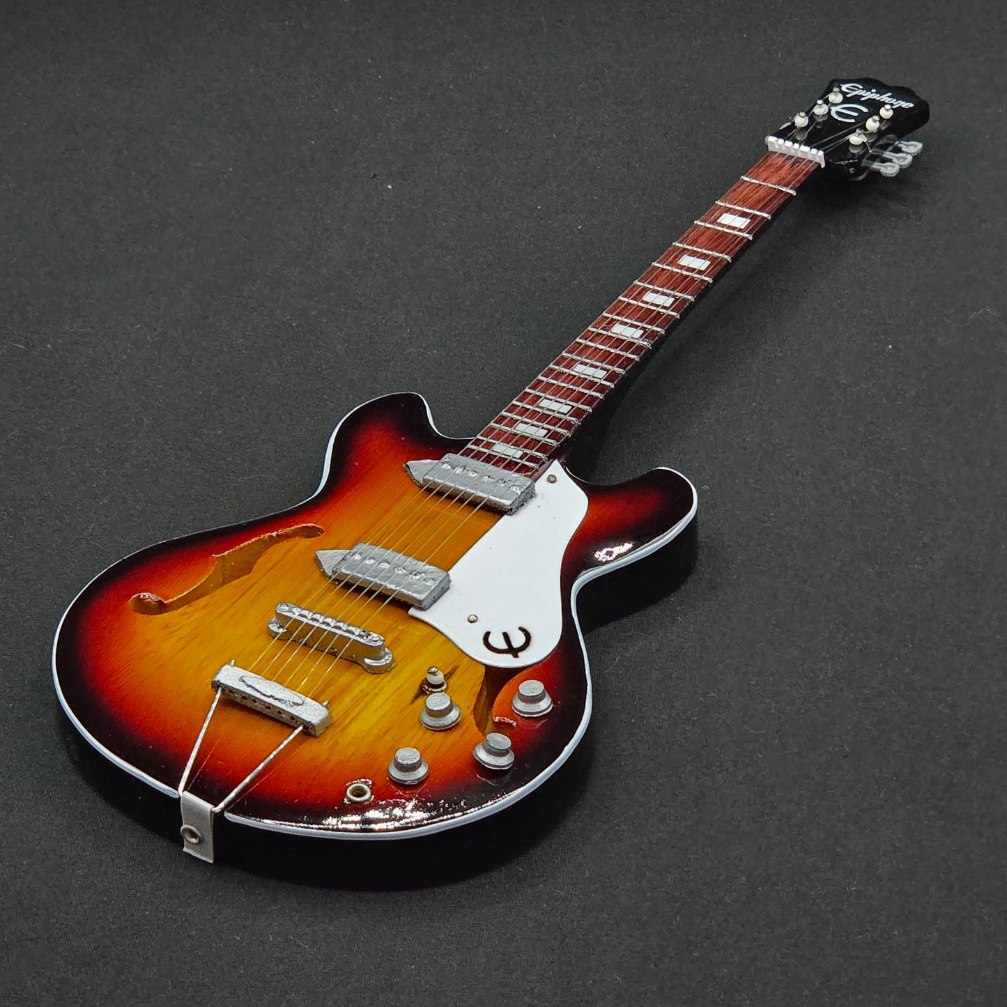 Miniature Guitar - The Beatles John Lennon Epiphone Casino Sunburst - Model Guitar Inc Stand