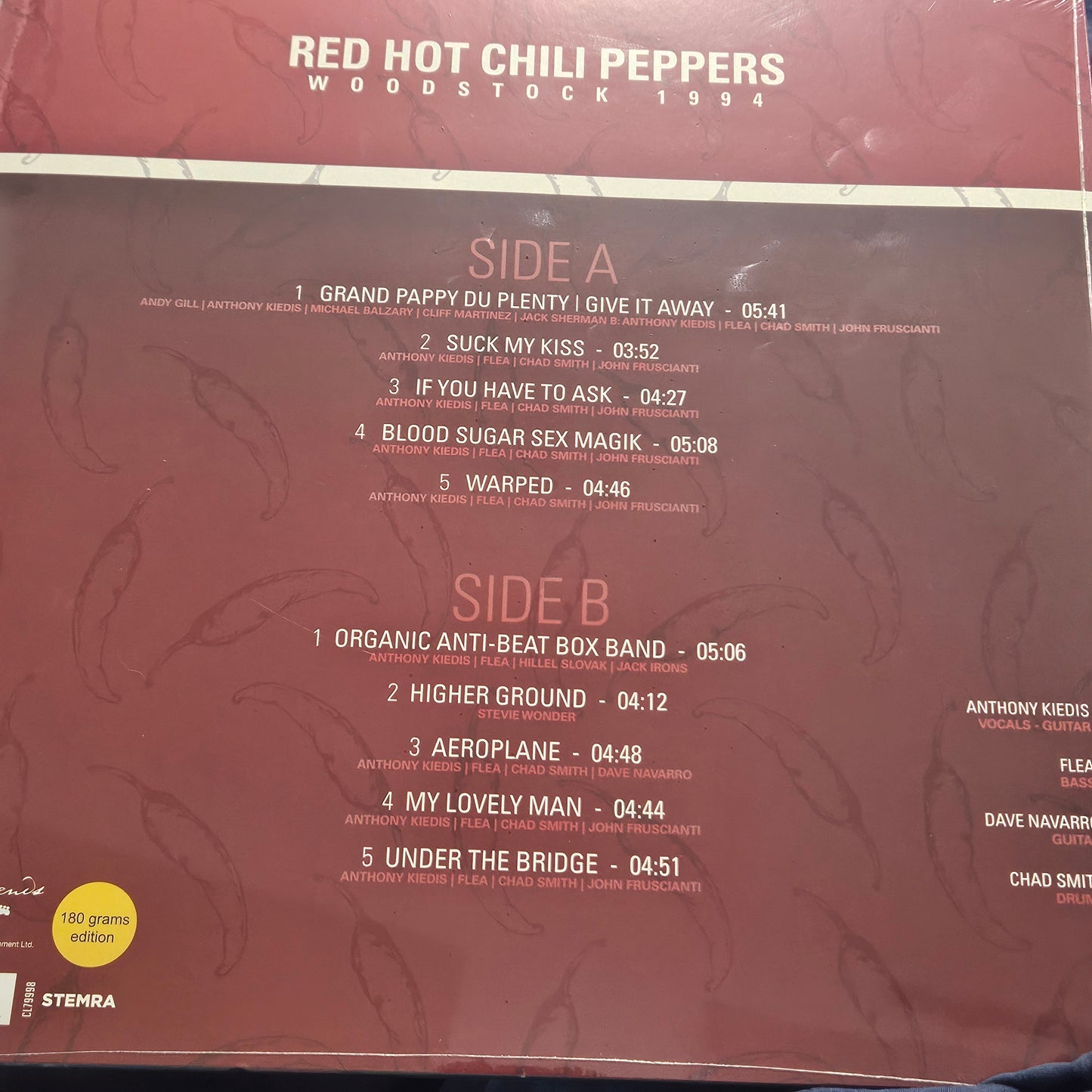 Red Hot Chilli Peppers - Best Of Woodstock 1994 Vinyl RECORD RHCP LIVE